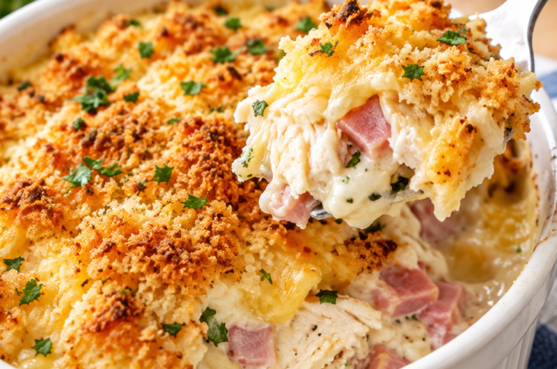 Chicken Cordon Bleu Casserole for One