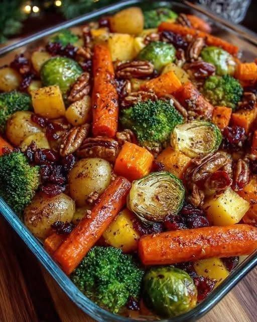 Caramelized Butternut Squash, Carrots, Broccoli & Yukon Potatoes with Feta, Pecans & Cranberry-Honey Glaze