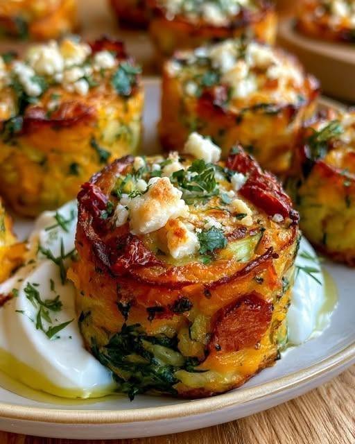 Golden Zucchini & Sweet Potato Rosti Muffins