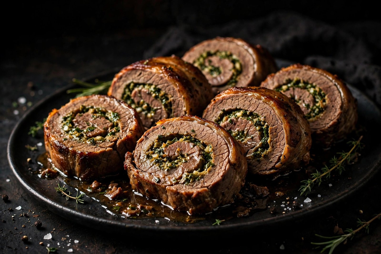 Beef Roulade with Garlic Herb Filling