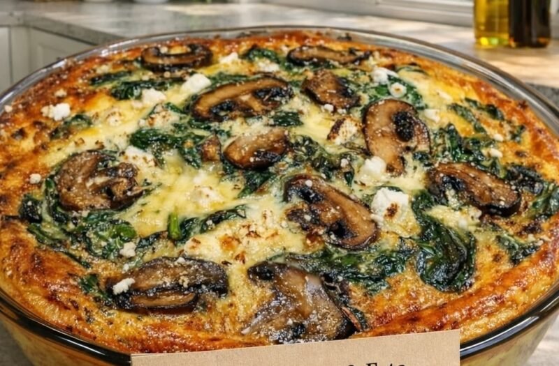 Classic Spinach & Feta Crustless Mushroom Quiche