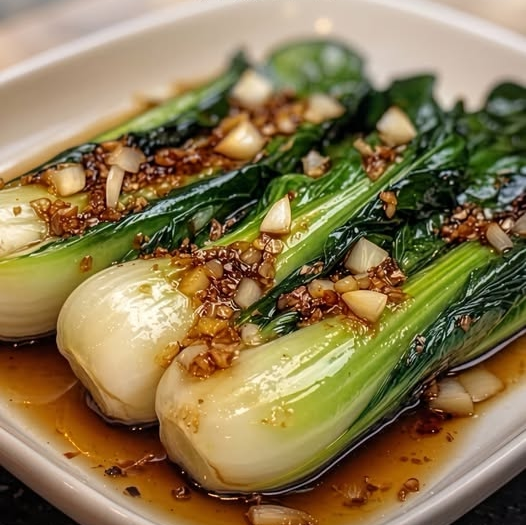 Garlic Soy Glazed Baby Bok Choy