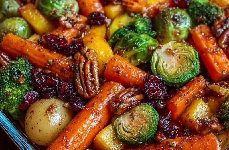 Caramelized Butternut Squash, Carrots, Broccoli & Yukon Potatoes with Feta, Pecans & Cranberry-Honey Glaze