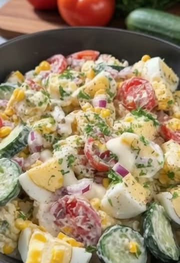 Healthy Creamy Egg & Vegetable Salad