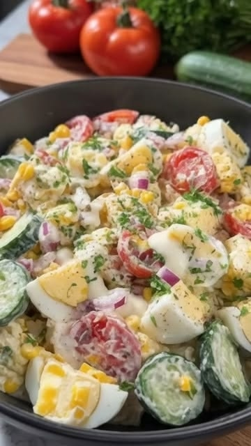 Healthy Creamy Egg & Vegetable Salad