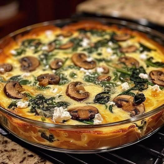 Spinach, Mushroom & Feta Crustless Quiche