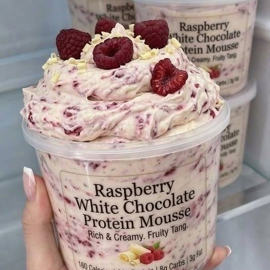 Raspberry White Chocolate Protein Mousse