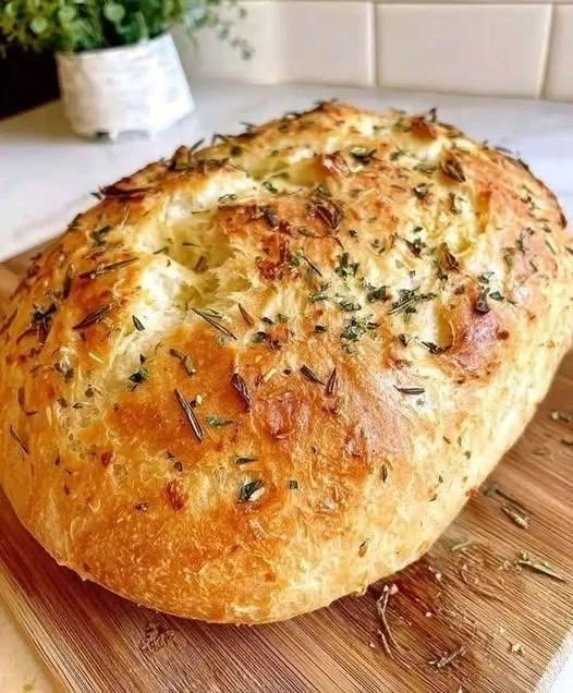 No-Knead Garlic Herb Homemade Bread