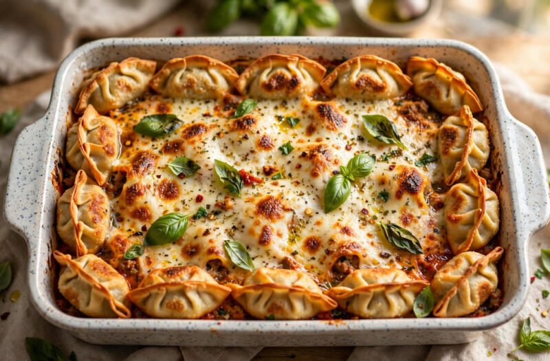 Viral Dumpling Lasagna (Mediterranean Style)