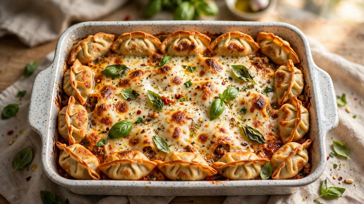 Viral Dumpling Lasagna (Mediterranean Style)