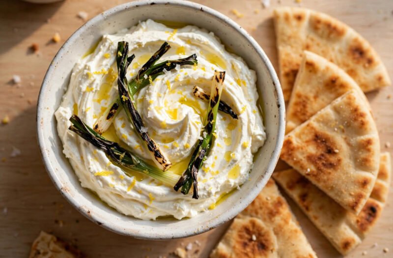 Lemony Whipped Feta with Charred Scallions